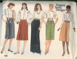 1023 VOGUE PANEL / PLEAT STRAIGHT- A-SKIRT LENGTHS 1987 PATTERN 6-22 3 SZS